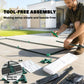 Portable mini greenhouse frame parts with green snap-on buckles for easy setup