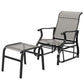 Gray glider chair with separate ottoman footrest, curved high-back design