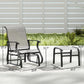 Gray glider chair and ottoman with black metal frame and armrests