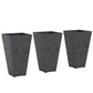 Three black marble-finish tapered planters, square top openings, stacked set look