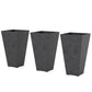 Set of 3 tall tapered plastic planters, black speckled marble finish
