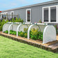 Portable mini greenhouse with white PE cover and 4 roll-up door panels