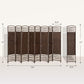 8-panel room divider diagram showing folding layout and overall dimensions in inches