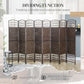 Brown 8-panel room divider creating enclosed privacy with light-through lattice