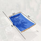 Blue two-person hammock with wooden spreader bars shown with size measurements
