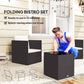 3-piece wicker bistro set with two armchairs and square table, folded base