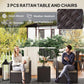 Wicker bistro set with two armchairs and square table, dark woven frame