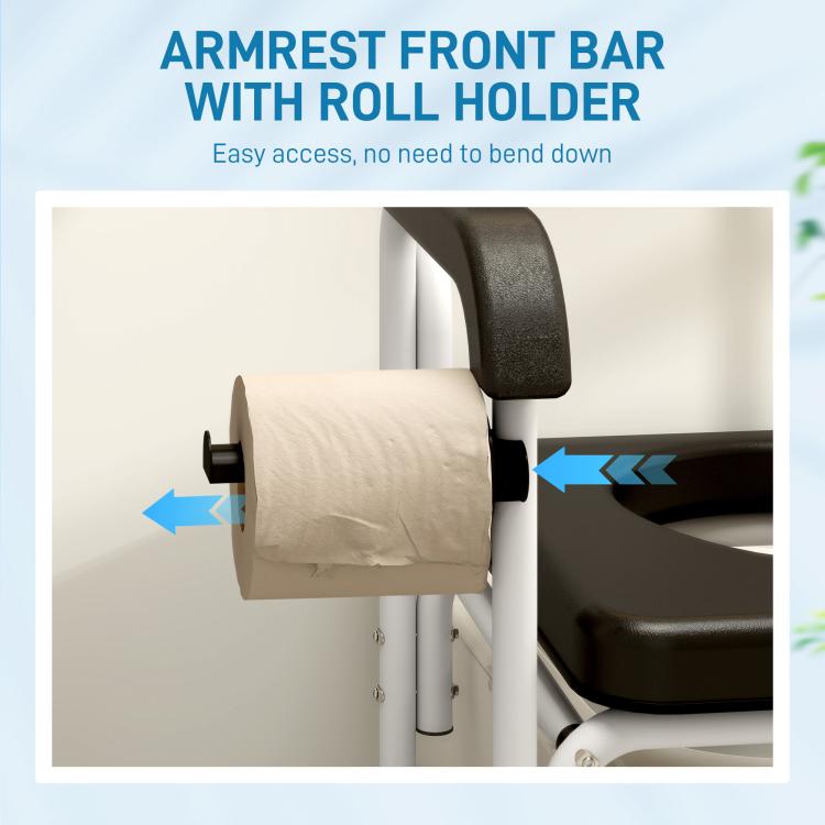 Shower wheelchair armrest front bar with roll holder for paper roll