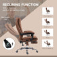 Brown massage recliner office chair with footrest, padded arms, and rolling base