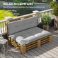 Light gray tufted outdoor pallet cushion set, thick filling for the seat and back