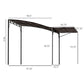 Pergola gazebo dimensions diagram with dark frame and canopy measurements