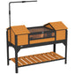 Tortoise enclosure with dual wooden chambers, raised legs and hinged open lid