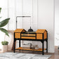 Yellow tortoise house enclosure with two hinged top lids, front window, and bottom platform shelf