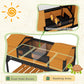 Yellow tortoise enclosure with removable divider and mesh interior basing area