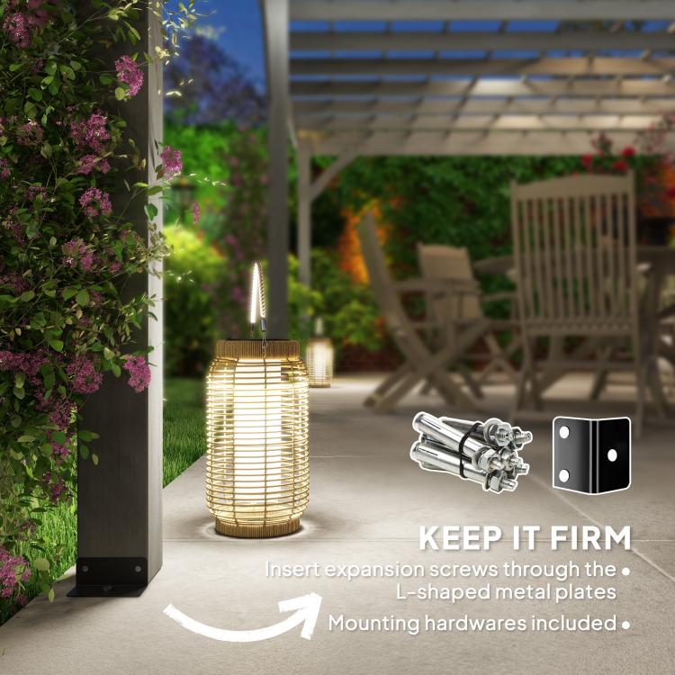 Gray pergola corner post with included metal mounting hardware and expansion screws