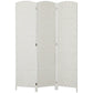 White 3-panel privacy screen folding divider with straight legs and woven panels