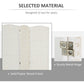 White 3-panel room divider with woven panel detail and metal hinge close-up