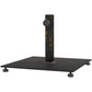 Square metal umbrella base with upright pole insert and adjustable feet, bronze