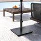 Bronze square patio umbrella base with center pole holder and adjustable leveling pads