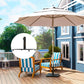 Square patio umbrella base holding a vertical pole, with four corner feet