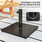 Powder-coated square metal umbrella base with bronze pole insert and corner feet