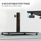 Square metal umbrella base showing adjustable foot pads for uneven surfaces