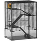 4-tier hamster cage with wire enclosure, dark wheel and ramps, deep base