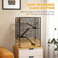 Deep glass bottom hamster cage with ramps, wheel, and water bottle attachment