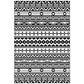 Close-up of black and white geometric rug pattern, reversible design