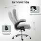 Gray office chair tilt mechanism with adjustable tension and flip-up armrest