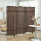 Brown 6-panel folding room divider privacy screen standing indoors