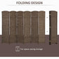 Brown folding 6-panel privacy divider screen with attached narrow side panel