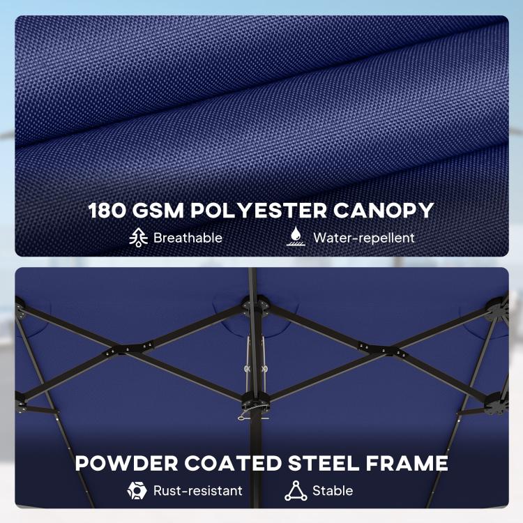 Navy polyester umbrella canopy fabric panel with textured weave close-up