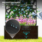 Black metal raised planter box with decorative privacy screen for water drainage