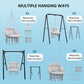 Multiple hanging setups diagram for hammock chair and stand, required parts not included