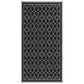 Reversible outdoor rug with dark gray lattice pattern and white border, rectangular