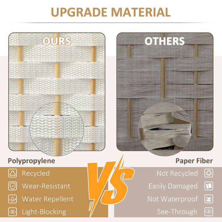 Close-up fabric comparison for folding room divider: woven white panel vs paper fiber