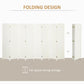 White folding privacy screen with 8 panels shown folded for space-saving storage