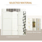 White privacy divider detail showing solid wood frame and quality metal hinges