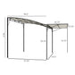 Gazebo frame diagram with cream canopy and black posts, size dimensions shown