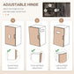 Pantry cabinet adjustable hinge hardware shown on door frame for flush alignment