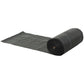 Dark gray weed barrier fabric roll with unfolded sheet, woven texture visible