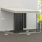 Outdoor pergola canopy with cream top and labeled dimensions on black frame