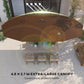 Top view of coffee-brown double-sided patio parasol canopy with LED lights