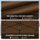 Coffee-brown polyester parasol canopy with rust-resistant powder-coated steel frame