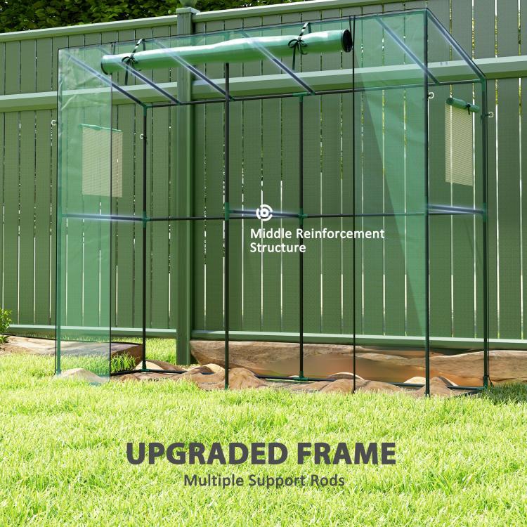 Green portable greenhouse with middle reinforcement structure and multiple support rods