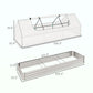 White mini greenhouse planter box with cover showing dimensions on diagram