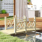 Wooden garden bridge footbridge with corner posts, handrails, and lattice panels