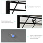 Close-up of dark gray gazebo fabric panel with metal supports and grommet holes