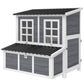 Wooden chicken coop with nesting box, two-level design, corrugated waterproof roof